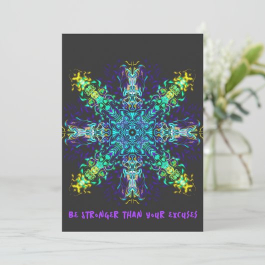 Groene Blauwgroen Psychedelic Bohemian Mandala Kaart (Staand voorkant)