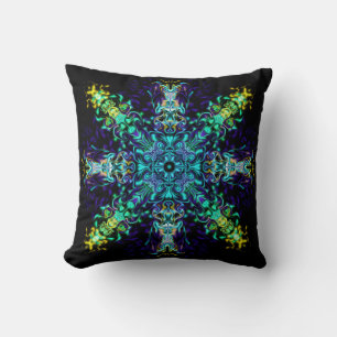 Groene Blauwgroen Psychedelic Bohemian Mandala Kussen