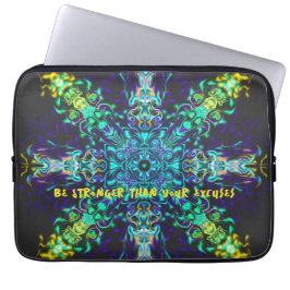 Groene Blauwgroen Psychedelic Bohemian Mandala Laptop Sleeve
