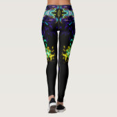 Groene Blauwgroen Psychedelic Bohemian Mandala Leggings (Achterkant)