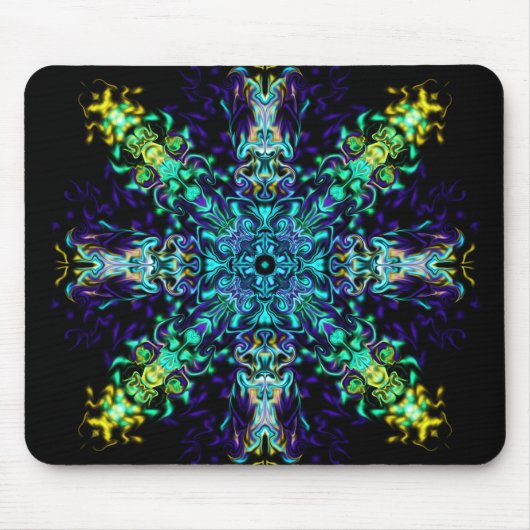 Groene Blauwgroen Psychedelic Bohemian Mandala Muismat (Voorkant)