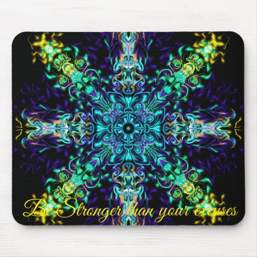 Groene Blauwgroen Psychedelic Bohemian Mandala Muismat (Voorkant)