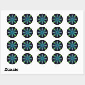 Groene Blauwgroen Psychedelic Bohemian Mandala Ronde Sticker (Vel)