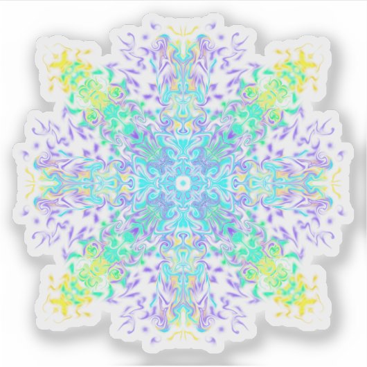 Groene Blauwgroen Psychedelic Bohemian Mandala Sticker (Voorkant)