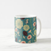 Groene Blauwgroen Roze Floral Toss Patterned Flowe Koffiemok (Voorkant rechts)
