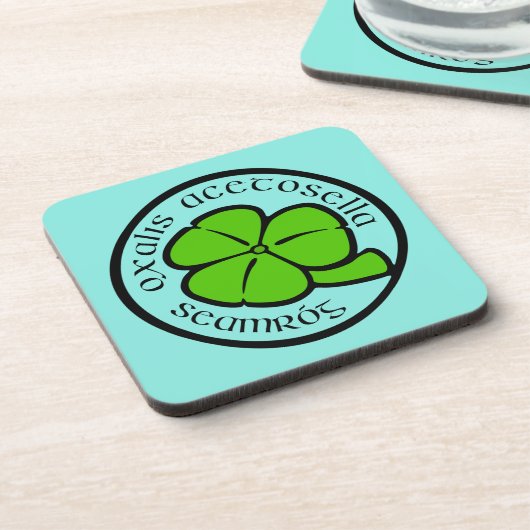 Groene Blauwgroen Shamrock Saint Patrick's Day Flo Bier Onderzetter (Linkerzijde)