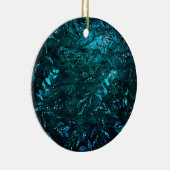 Groene Blauwgroen "Sparkle Floral Leaves" Keramisch Ornament (Rechts)