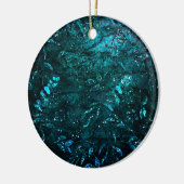 Groene Blauwgroen "Sparkle Floral Leaves" Keramisch Ornament (Links)