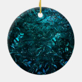 Groene Blauwgroen "Sparkle Floral Leaves" Keramisch Ornament (Achterkant)