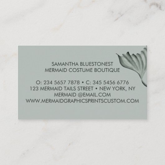 Groene blauwgroen staartbuiskostuum visitekaartje (Achterkant)