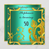 Groene Blauwgroen van de Groene Vrouwenfeest Kaart (Voorkant / Achterkant)