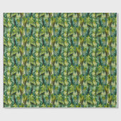 Groene & Blauwgroen Waterverf tropische palmblader Cadeaupapier (Vlak)