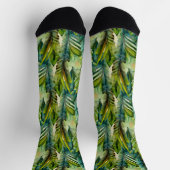 Groene & Blauwgroen Waterverf tropische palmblader Sokken (Top)