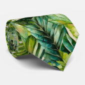 Groene & Blauwgroen Waterverf tropische palmblader Stropdas (Opgerold)
