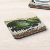 Groene Blauwgroen Wave Beach Ocean Schilderen Bier Onderzetter (Linkerzijde)