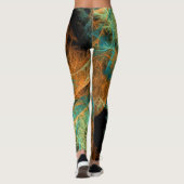Groene Blauwgroen werveling gouden fractals Leggin Leggings (Achterkant)