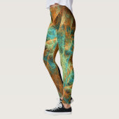 Groene Blauwgroen werveling gouden fractals Leggin Leggings (Links)