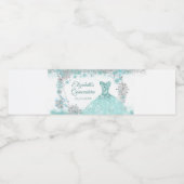 Groene blauwgroen wintersneeuwvlok Quinceañera Waterfles Etiket (Enkel label)