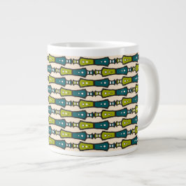 Groene Blauwgroen zwarte Cream Tribal Jumbo Coffee Grote Koffiekop