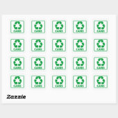 Groene blikjes met recyclingteken vierkante sticker (Vel)