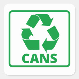 Groene blikjes met recyclingteken vierkante sticker