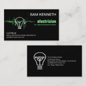 Groene bliksem elektrische golflamp elektricien visitekaartje (Voorkant / Achterkant)