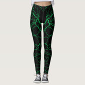 Groene blikseminslag, bouten patroon, thunders op  leggings (Voorkant)