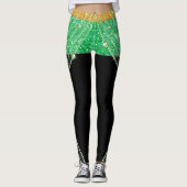 Groene Bling en Zwarte Pop Mode Leggings (Voorkant)