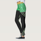 Groene Bling en Zwarte Pop Mode Leggings (Links)