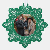 Groene Blizzard Stippen Sneeuwachtige foto Vakanti Ornament Kaart (Voorkant)