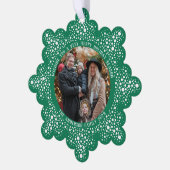 Groene Blizzard Stippen Sneeuwachtige foto Vakanti Ornament Kaart (Links)