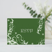 Groene Bloei Huwelijksreceptie RSVP Kaart (Staand voorkant)
