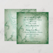 groene bloei scroll leaf bruiloft kaart (Voorkant / Achterkant)