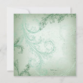 groene bloei scroll leaf bruiloft kaart (Achterkant)