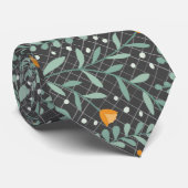 Groene Bloeiende Planten Pattern.x4 D Grey BG Stropdas (Opgerold)