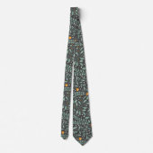Groene Bloeiende Planten Pattern.x4 D Grey BG Stropdas (Achterkant)