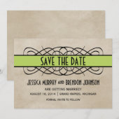 Groene Bloeiende Rand Save the Date Uitnodiging (Voorkant / Achterkant)
