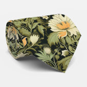 Groene  Bloem Abstracte Moderne Bloemenkunst Stropdas (Opgerold)
