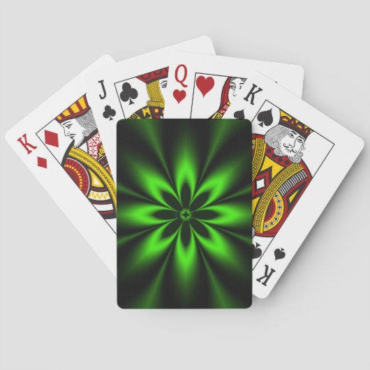 Groene Bloem Barst Fractaal Speelkaarten (Achterkant)