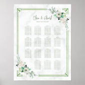 Groene Bloem Botanische Bruiloft Zitgrafiek Poster (Voorkant)