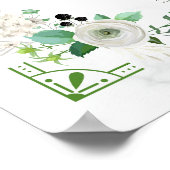 Groene Bloem Botanische Bruiloft Zitgrafiek Poster (Hoek)