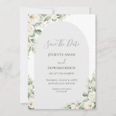 Groene Bloem Botanische Foto Bruiloft Save The Date (Voorkant)