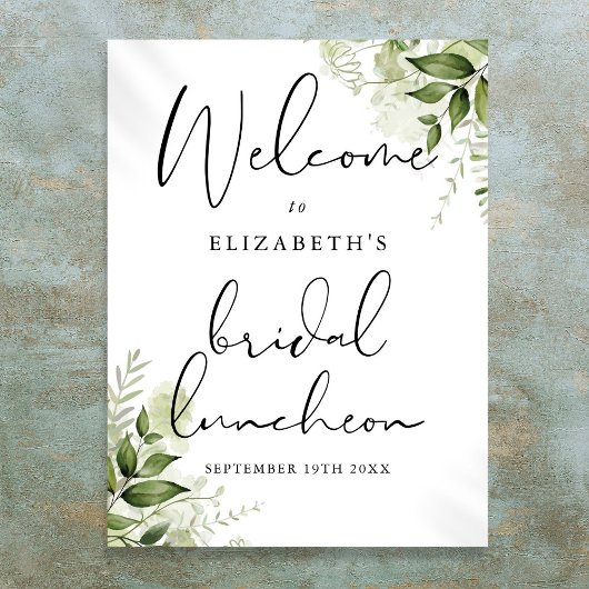 Groene Bloem Bruiloft Luncheon Welkom Bord Poster