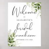 Groene Bloem Bruiloft Luncheon Welkom Bord Poster (Voorkant)