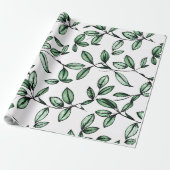 Groene bloem cadeaupapier (Uitgerold)