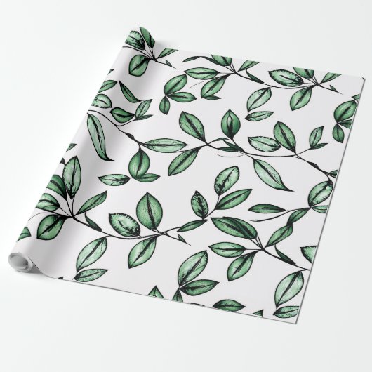 Groene bloem cadeaupapier (Uitgerold)
