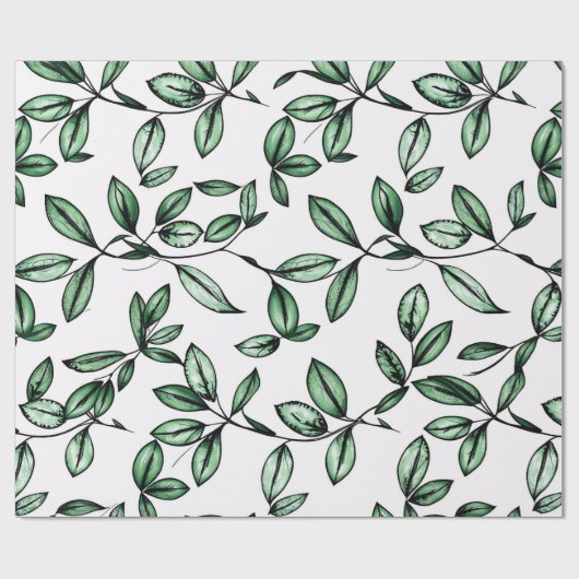 Groene bloem cadeaupapier (Vlak)