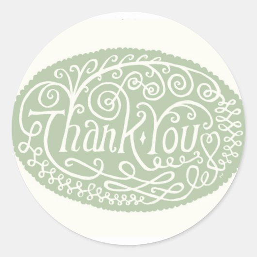 Groene Bloem Dank u Ronde Sticker (Voorkant)