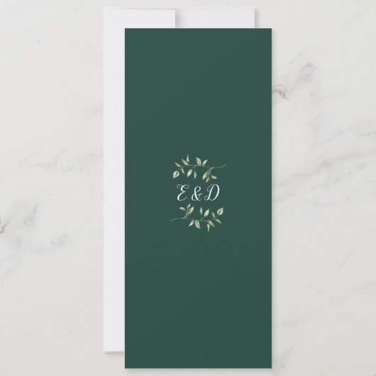 Groene Bloem Emerald QR Code Bruiloft Kaart (Achterkant)