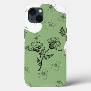 Groene Bloem- en Vlinder Hoesje voor Telefoon